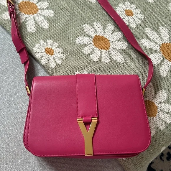 Saint Laurent Classic Y Hot Pink Leather Crossbody Bag - Picture 5 of 15